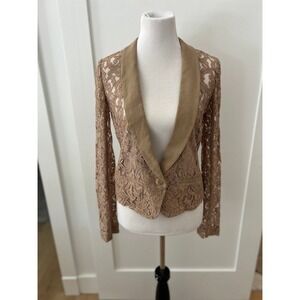 Bailey44 Beige Lace Blazer Jacket Shawl Collar Button Front Women's Size S